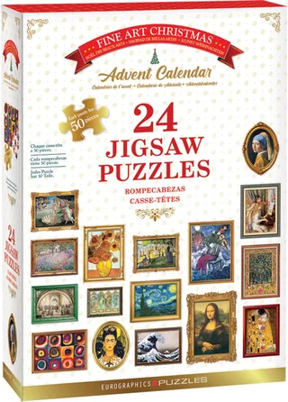 Fine Art Christmas Advent Calendar - 24x50 stukjes 12,5×12,5cm (b×h) - Adventskalender de Eurographics, édition Multicolore – boîte 1 sur 2