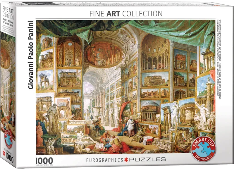 Galerij met afbeeldingen van het oude Rome [Galleria di vedute di Roma antica] - Giovanni Panini - 1000 stukjes 68×48cm (b×h) - Fine Art Legpuzzel fra Eurographics, Flerfarvet-udgave – æske 2 af 2
