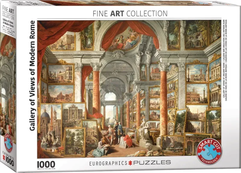 Galerij van gezichten van het moderne Rome [Galleria di vedute di Roma moderna] - Giovanni Panini - 1000 stukjes 68×48cm (b×h) - Fine Art Legpuzzel fra Eurographics, Flerfarvet-udgave – æske 2 af 2