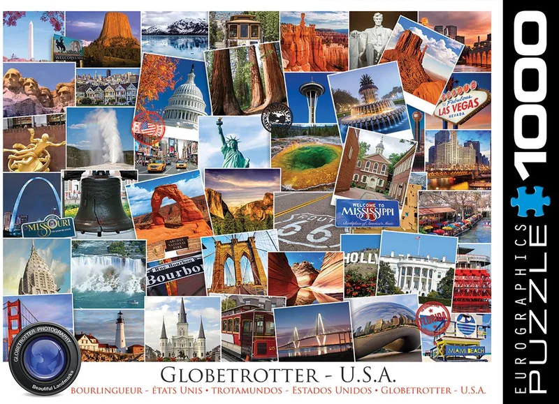 Globetrotter USA - 1000 stukjes 68×48cm (b×h) - Legpuzzel de Eurographics, édition Multicolore – boîte