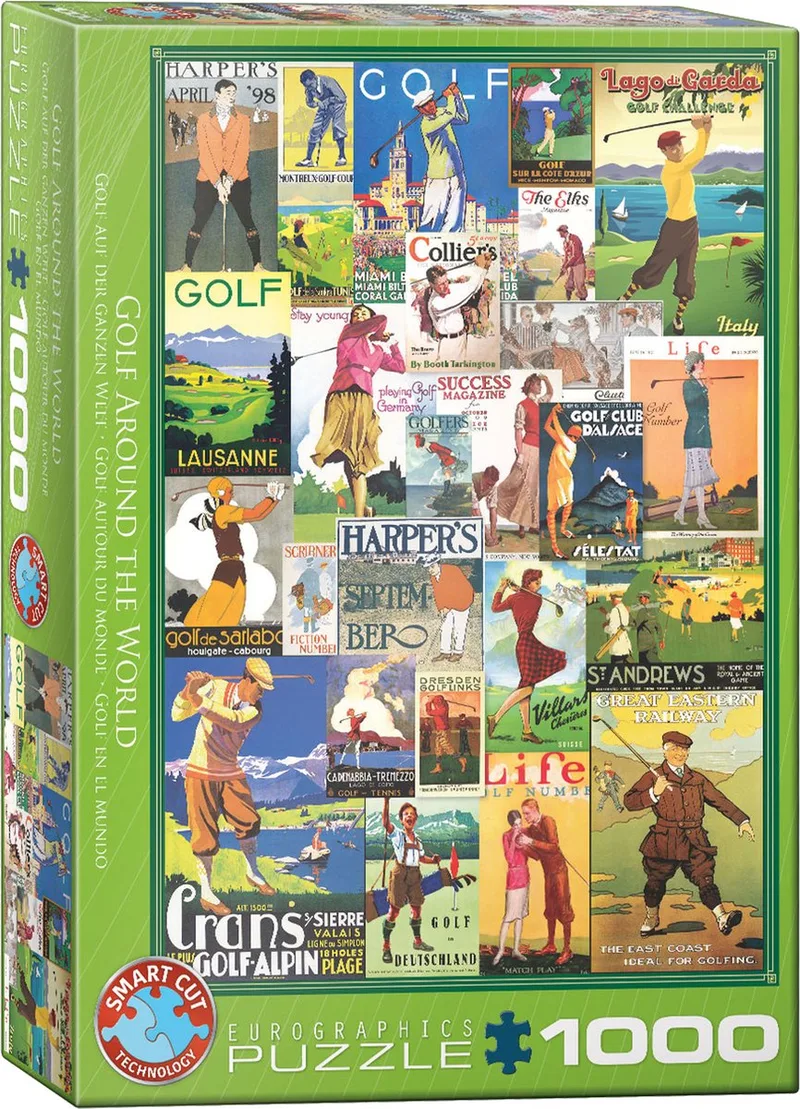 Gold de Wereld Rond [Golf Around the World] - 1000 stukjes 48×68cm (b×h) - Legpuzzel from Eurographics, Multicolour edition – box 1 of 2