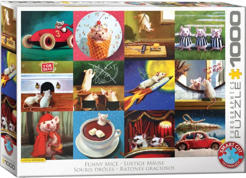 Grappige Muizen [Funny Mice] - Lucia Heffernan - 1000 stukjes 68×48cm (b×h) - Legpuzzel van Eurographics, editie Meerkleurig – doos 2 van 2
