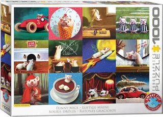 Grappige Muizen [Funny Mice] - Lucia Heffernan - 1000 stukjes 68×48cm (b×h) - Legpuzzel van Eurographics, editie Meerkleurig – doos 1 van 2