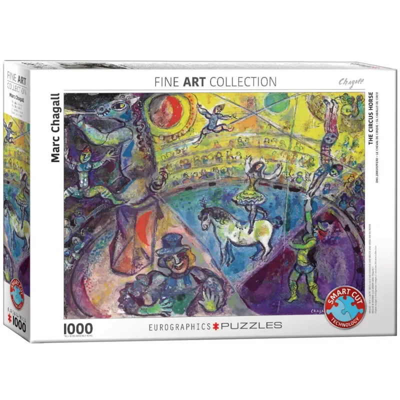 Het Circuspaard [Le Cheval du Cirque] - Marc Chagall - 1000 stukjes 68×48cm (b×h) - Fine Art Legpuzzel de Eurographics, édition Multicolore – boîte 2 sur 2