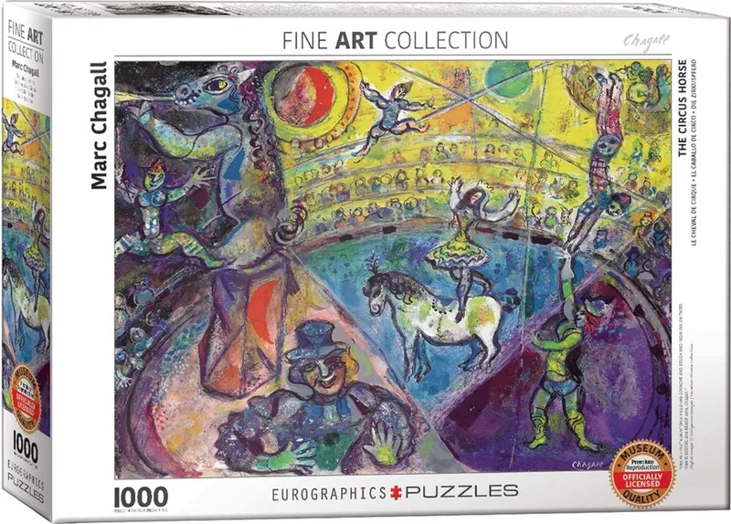 Het Circuspaard [Le Cheval du Cirque] - Marc Chagall - 1000 stukjes 68×48cm (b×h) - Fine Art Legpuzzel de Eurographics, édition Multicolore – boîte 1 sur 2