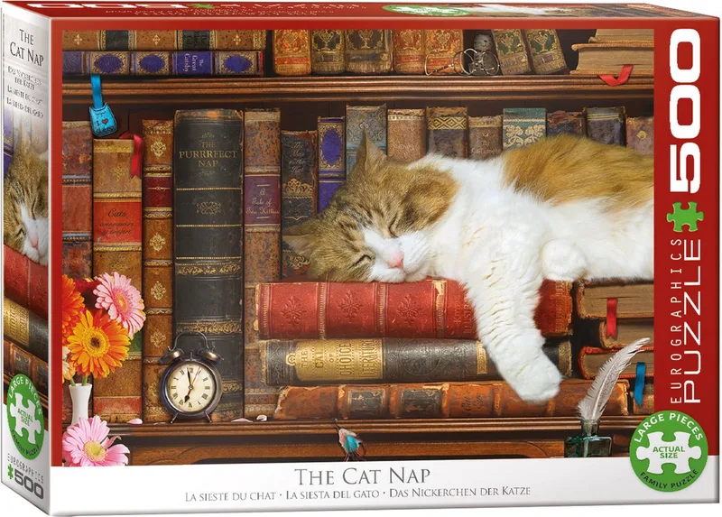 Het Katten Dutje [The Cat Nap] - 500 XL stukjes 68×48cm (b×h) - Familie Legpuzzel from Eurographics, Multicolour edition – box