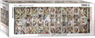 Het Plafond van de Sixtijnse Kapel - Michelangelo di Buonarotti - 1000 stukjes 96×32cm (b×h) - Fine Art Panorama Legpuzzel de Eurographics, édition Multicolore – boîte 2 sur 2