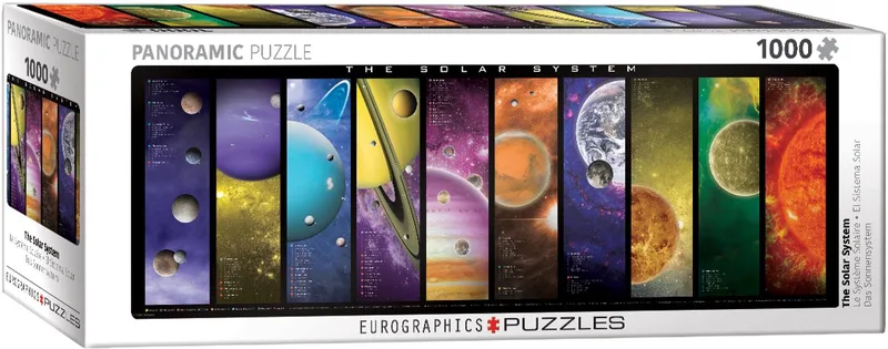 Het Zonnenstelsel [The Solar System] - 1000 stukjes 96×32cm (b×h) - Panorama Legpuzzel van Eurographics, editie Meerkleurig – doos