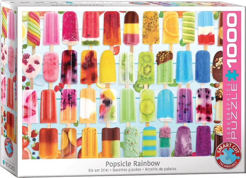 IJslolly Regenboog [Popsicle Rainbow] - 1000 stukjes 68×48cm (b×h) - Legpuzzel från Eurographics, utgåva Flerfärgad – kartong 1 av 2