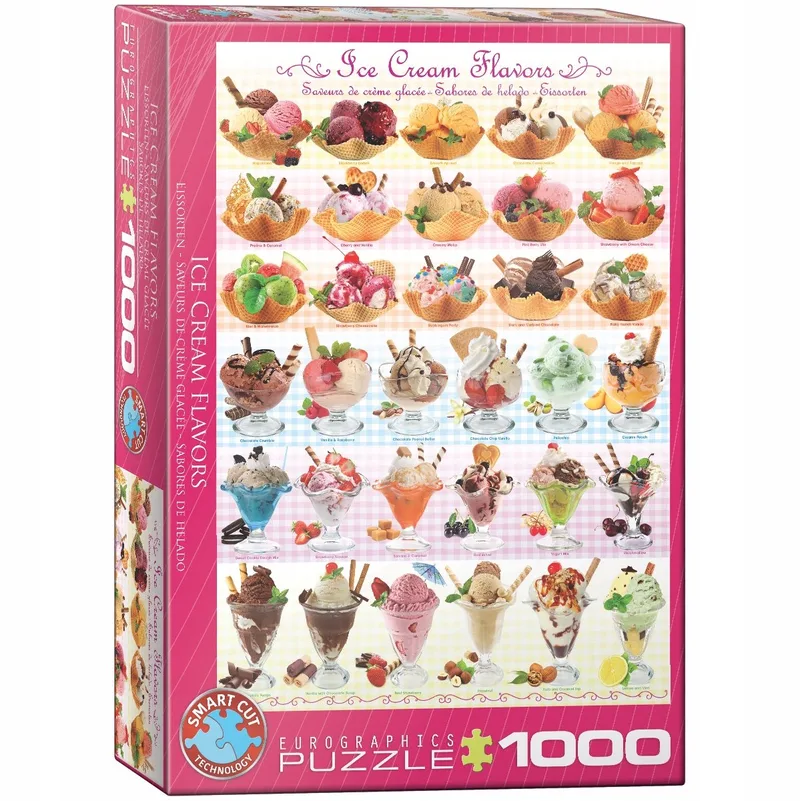 IJssmaken [Ice Cream Flavours] - 1000 stukjes 48×68cm (b×h) - Legpuzzel de Eurographics, édition Multicolore – boîte 1 sur 2