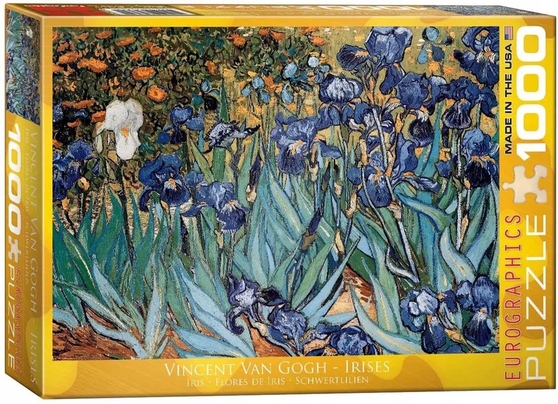 Irissen - Vincent Van Gogh - 1000 stukjes 68×48cm (b×h) - Fine Art Legpuzzel van Eurographics, editie Meerkleurig – doos