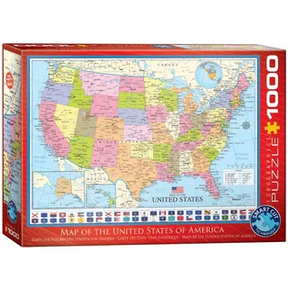 Kaart van de V.S. [Map of the USA] - 1000 stukjes 68×48cm (b×h) - Legpuzzel de Eurographics, édition Multicolore – boîte 2 sur 2