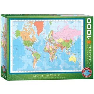 Kaart van de Wereld [Map of the World] - 1000 stukjes 68×48cm (b×h) - Legpuzzel van Eurographics, editie Meerkleurig – doos 2 van 2