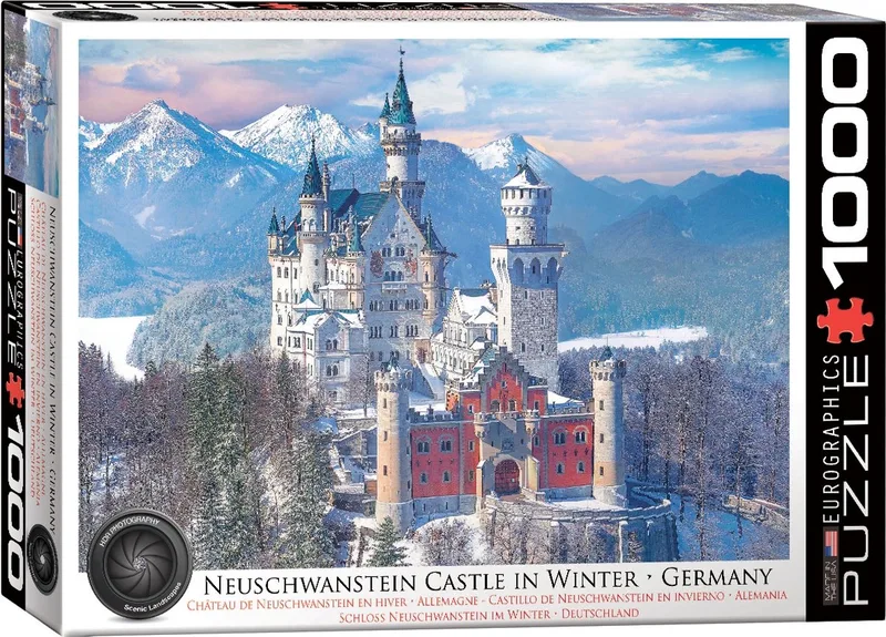 Kasteel Neuschwanstein in Winter, Duitsland - 1000 stukjes 68×48cm (b×h) - Legpuzzel van Eurographics, editie Meerkleurig – doos