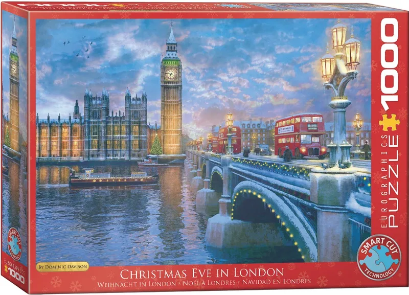 Kerstavond in London [Christmas Eve In London] - Dominic Davison - 1000 stukjes 68×48cm (b×h) - Legpuzzel van Eurographics, editie Meerkleurig – doos