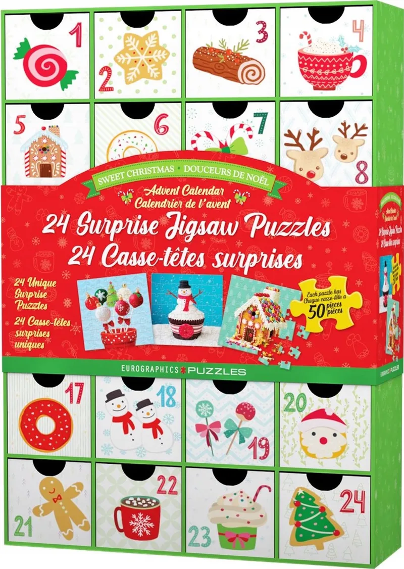 Kerstsnoepjes [Christmas Sweets] - 12×50 stukjes 12.5×12.5cm (b×h) - Adventskalender de Eurographics, édition Multicolore – boîte