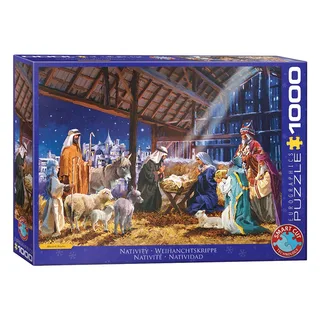 Kerststal [Nativity] - Macneil Studio - 1000 stukjes 68×48cm (b×h) - Legpuzzel de Eurographics, édition Multicolore – boîte 1 sur 2