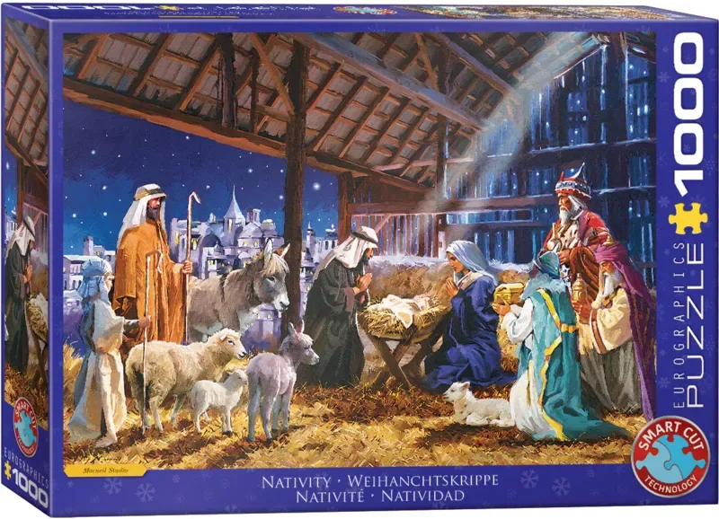 Kerststal [Nativity] - Macneil Studio - 1000 stukjes 68×48cm (b×h) - Legpuzzel de Eurographics, édition Multicolore – boîte 2 sur 2
