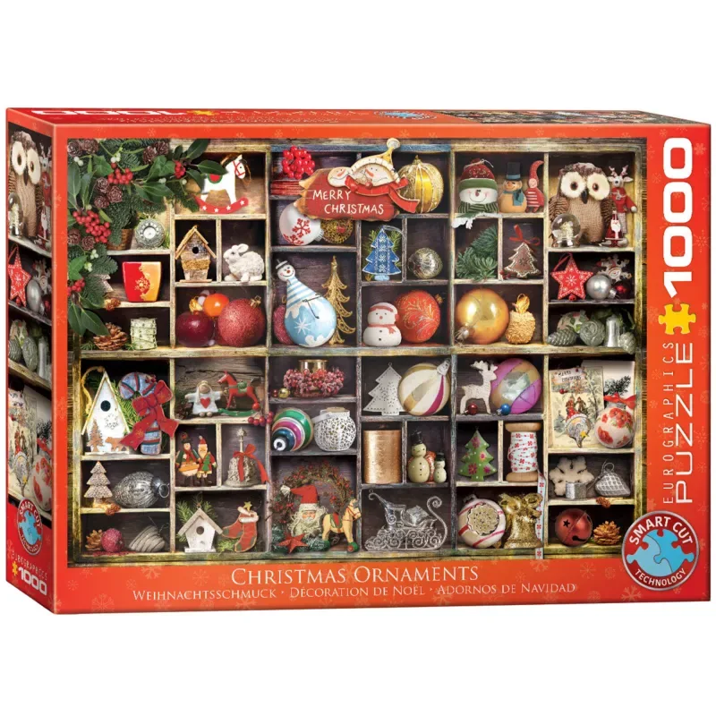 Kerstversiering [Christmas Ornaments] - 1000 stukjes 68×48cm (b×h) - Legpuzzel de Eurographics, édition Multicolore – boîte 2 sur 2