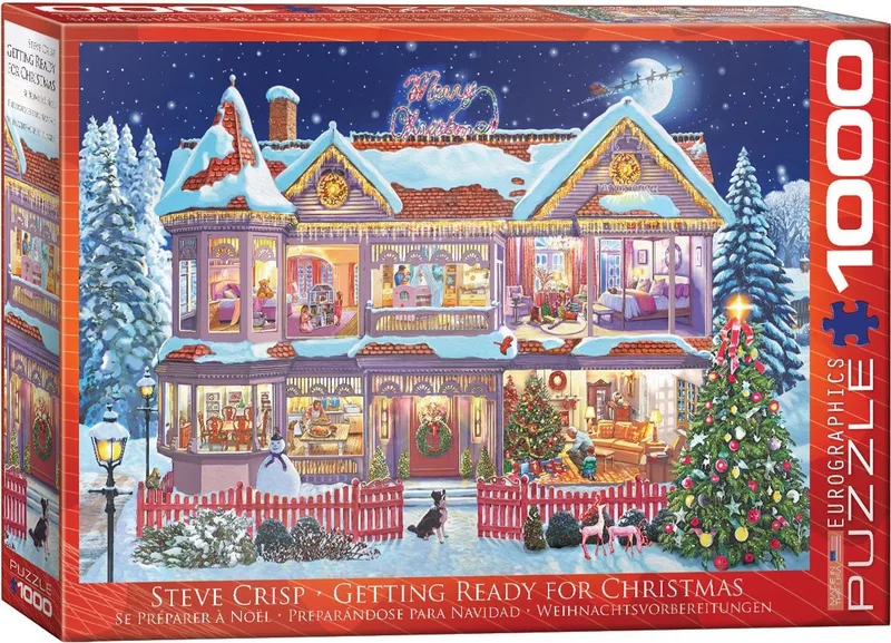 Klaar voor Kerstmis [Getting Ready for Christmas] - Steve Crisp - 1000 stukjes 68×48cm (b×h) - Kerstmis Legpuzzel van Eurographics, editie Meerkleurig – doos