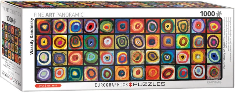 Kleurenstudie: vierkanten (uitgebreide ten opzichte van origineel) [Farbstudie: Quadrate (Expanded from original)] - Wassily Kandinsky - 1000 stukjes 96×32cm (b×h) - Fine Art Panorama Legpuzzel de Eurographics, édition Multicolore – boîte 2 sur 2