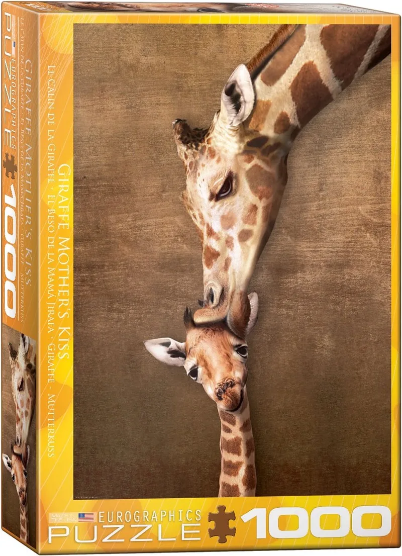Kus van een Girafmoeder [Giraffe Mother's Kiss] - 1000 stukjes 48×68cm (b×h) - Legpuzzel van Eurographics, editie Meerkleurig – doos 1 van 2