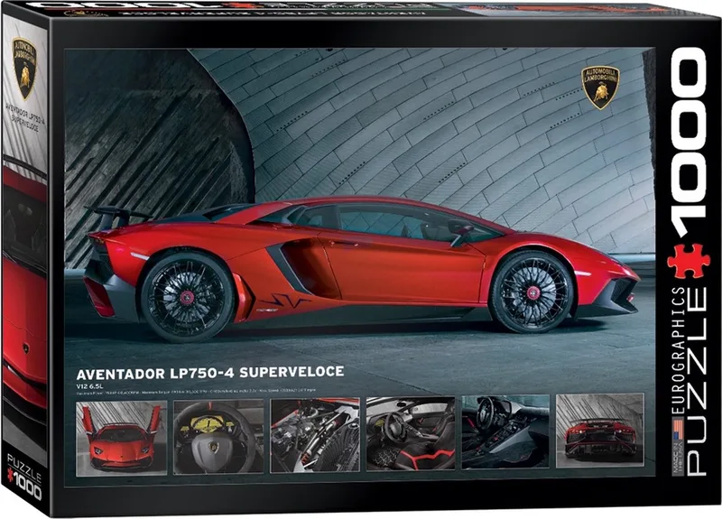 Lamborghini Aventador LP750-4 Superveloce - 1000 stukjes 68×48cm (b×h) - Legpuzzel från Eurographics, utgåva Flerfärgad – kartong 1 av 2
