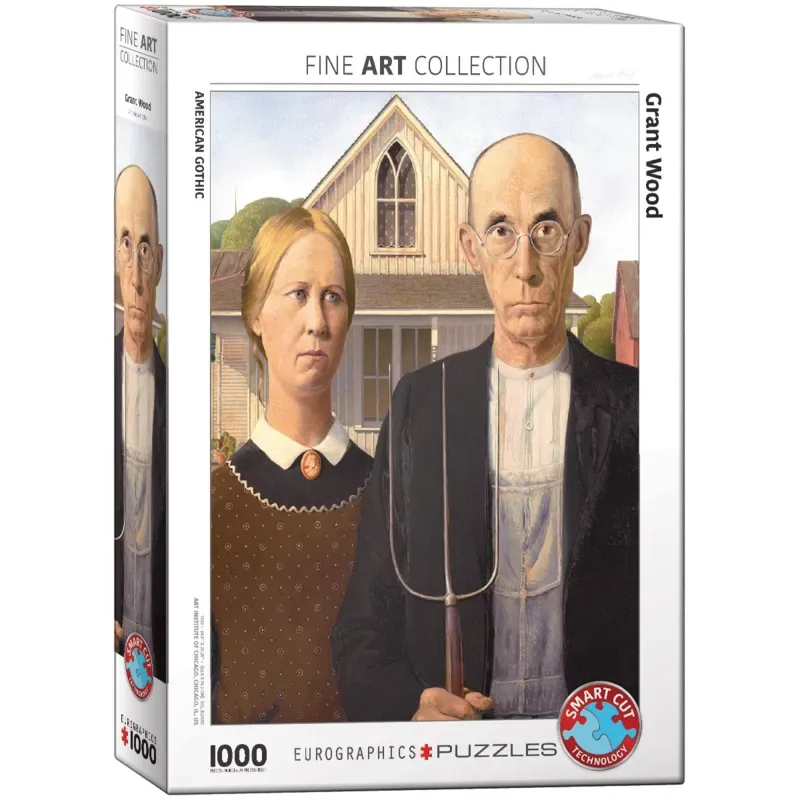 legpuzzel Grant Wood American Gothic 1000 stukjes karton. van Eurographics, editie Meerkleurig – doos 2 van 2