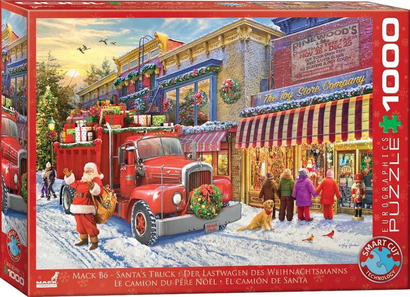 Mack B6 Kerstman's Vrachtwagen ("Mack B6 Santa's Truck") - Greg Giordano - 1000 stukjes - 68×48cm - Kerstmis Legpuzzel van Eurographics, editie Meerkleurig – doos