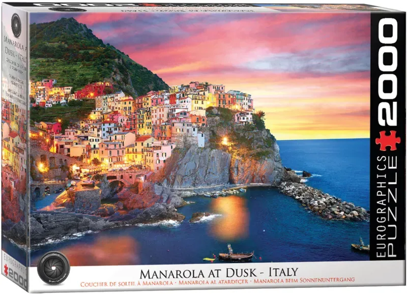 Manarola bij zonsondergang , Italië - 2000 stukjes 96×68cm (b×h) - Legpuzzel von Eurographics, Ausgabe Mehrfarbig – Schachtel 2 von 2