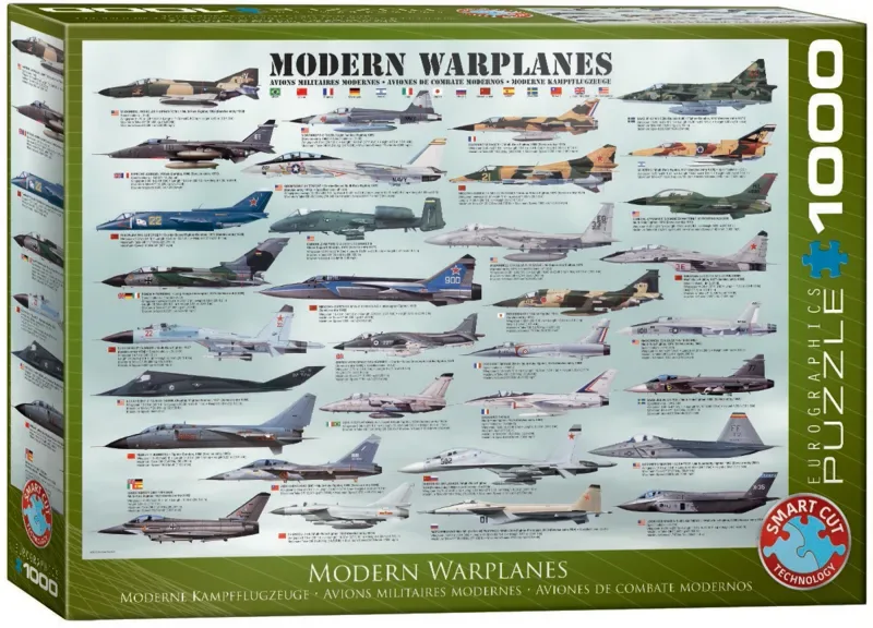 Mederne Oorlogsvliegtuigen [Modern Warplanes] - 1000 stukjes 68×48cm (b×h) - Legpuzzel de Eurographics, édition Multicolore – boîte 2 sur 2