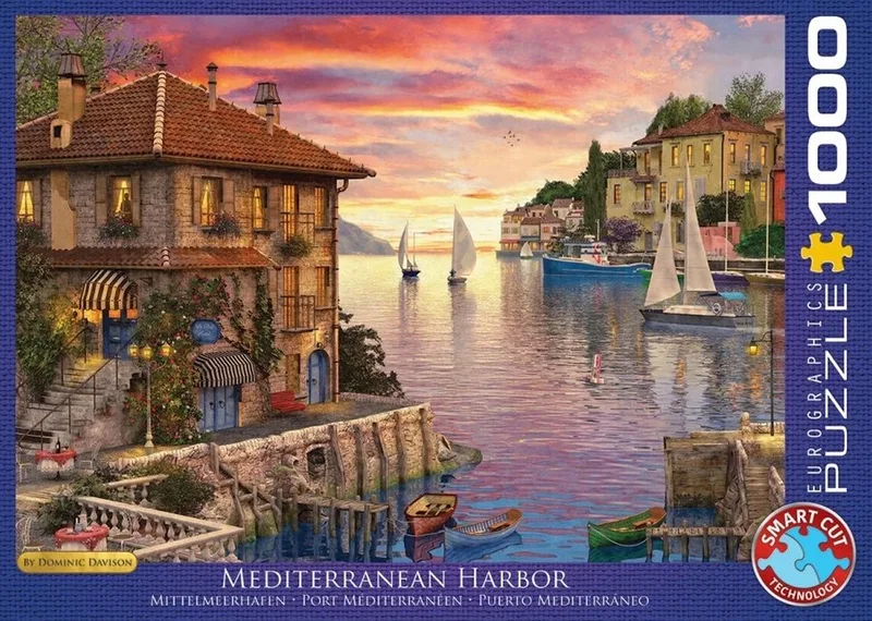 Mediterrane Haven - Dominic Davison - 1000 stukjes 68×48cm (b×h) - Legpuzzel de Eurographics, édition Multicolore – boîte 1 sur 2