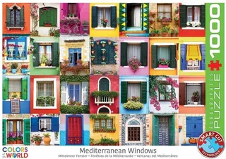 Mediterrane ramen [Mediteranean Windows] - 1000 stukjes 68×48cm (b×h) - Legpuzzel de Eurographics, édition Multicolore – boîte 1 sur 2