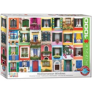 Mediterrane ramen [Mediteranean Windows] - 1000 stukjes 68×48cm (b×h) - Legpuzzel de Eurographics, édition Multicolore – boîte 2 sur 2