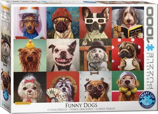 Merkloos Puzzel 1000 Grappige Honden fra Eurographics, Flerfarvet-udgave – æske 1 af 2