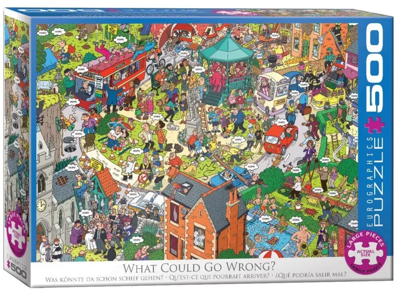 Merkloos Puzzel 500 Stukjes - Wat Kan Er Misgaan? 68x48 cm från Eurographics, utgåva Flerfärgad – kartong 2 av 2
