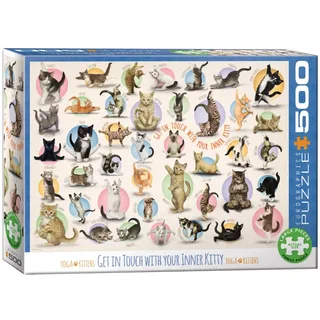 Merkloos Puzzel 500 Stukjes: Yoga Katjes from Eurographics, Multicolour edition – box 2 of 2