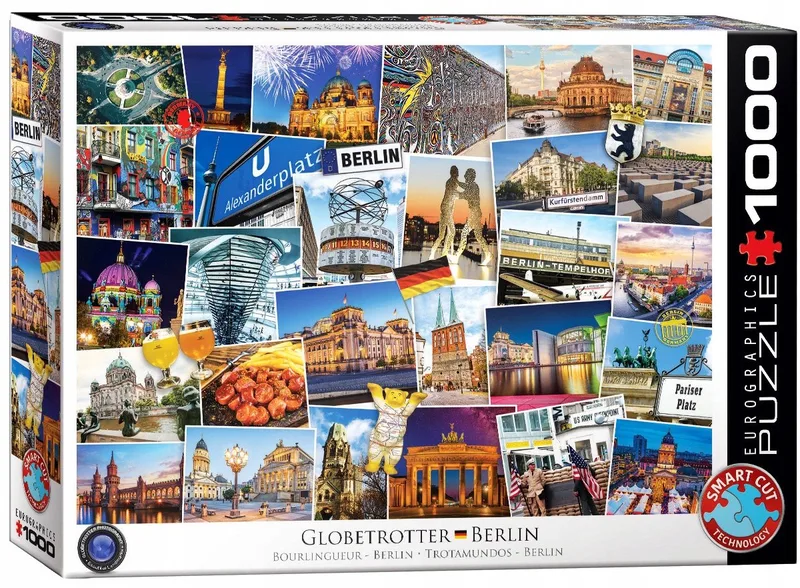 Merkloos Puzzel Wereldreiziger Berlijn 1000 stukjes 48x68cm von Eurographics, Ausgabe Mehrfarbig – Schachtel 1 von 2