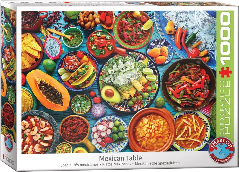 Mexicaanse tafel [Mexican Table] - 1000 stukjes 68×48cm (b×h) - Legpuzzel de Eurographics, édition Multicolore – boîte 1 sur 2