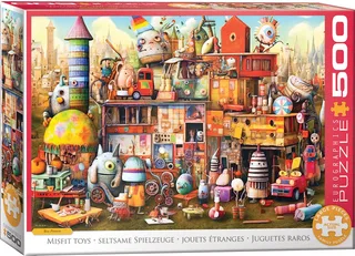 Mispassend Speelgoed [Misfit Toys] - Ray Powers - 500 stukjes 68×48cm (b×h) - Legpuzzel fra Eurographics, Flerfarvet-udgave – æske 1 af 2