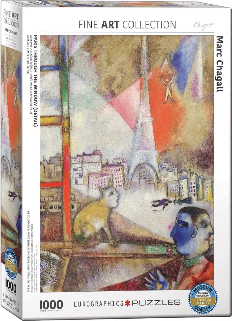 Parijs door het Raam [Paris à travers la Fenêtre] - Marc Chagall - 1000 stukjes 48×68cm (b×h) - Fine Art Legpuzzel från Eurographics, utgåva Flerfärgad – kartong