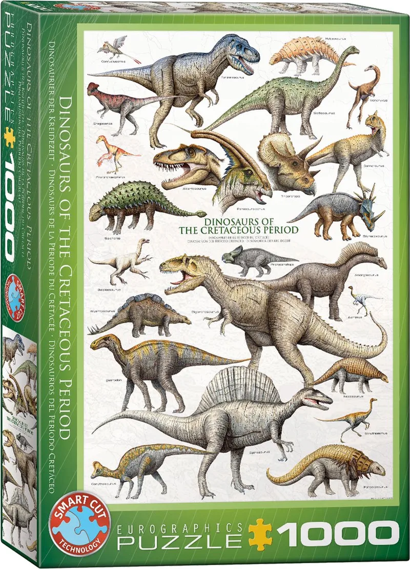 puzzel Dinosaurs of the Cretaceous - legpuzzel 1000 stukjes. van Eurographics, editie Meerkleurig – doos
