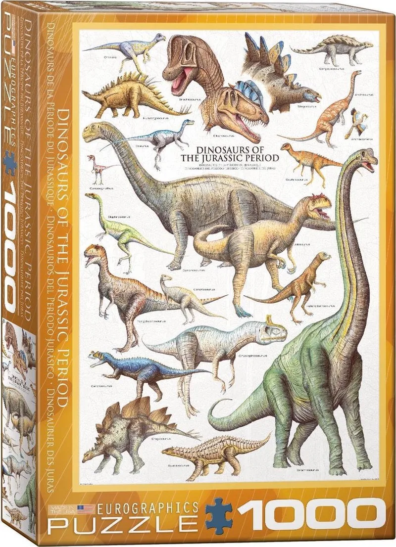 puzzel dinosaurus legpuzzel - 1000 stukjes karton. de Eurographics, édition Multicolore – boîte