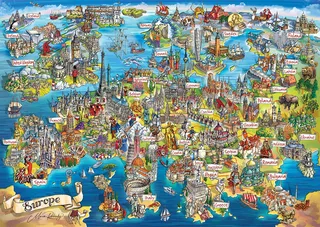 puzzel Europa kaart - 2000 stukjes legpuzzel. van Eurographics, editie Meerkleurig – doos 1 van 2