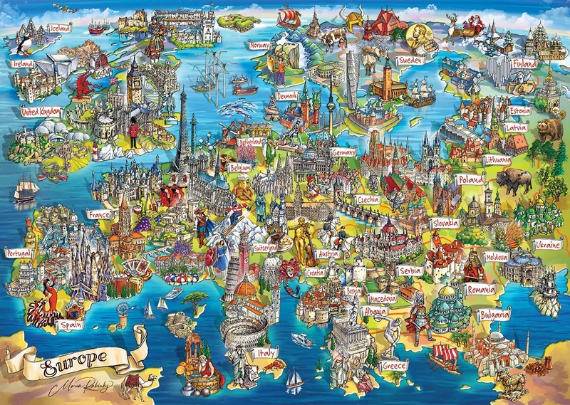 puzzel Europa kaart - 2000 stukjes legpuzzel. van Eurographics, editie Meerkleurig – doos
