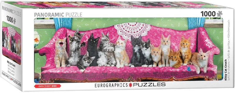 puzzel katten panorama Kitty Cat Couch - 1000 stukjes. van Eurographics, editie Meerkleurig – doos
