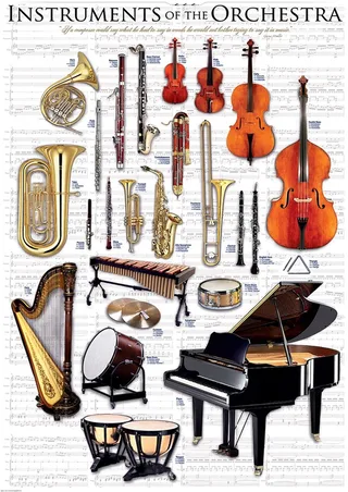 puzzel - orkest instrumenten - 1000 stukjes karton. från Eurographics, utgåva Flerfärgad – kartong 1 av 2