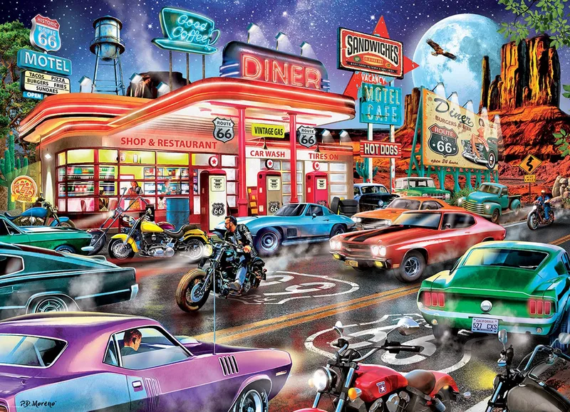 Puzzle Restaurant de la Route 66 - 1000 pièces de Eurographics, édition Multicolore – boîte