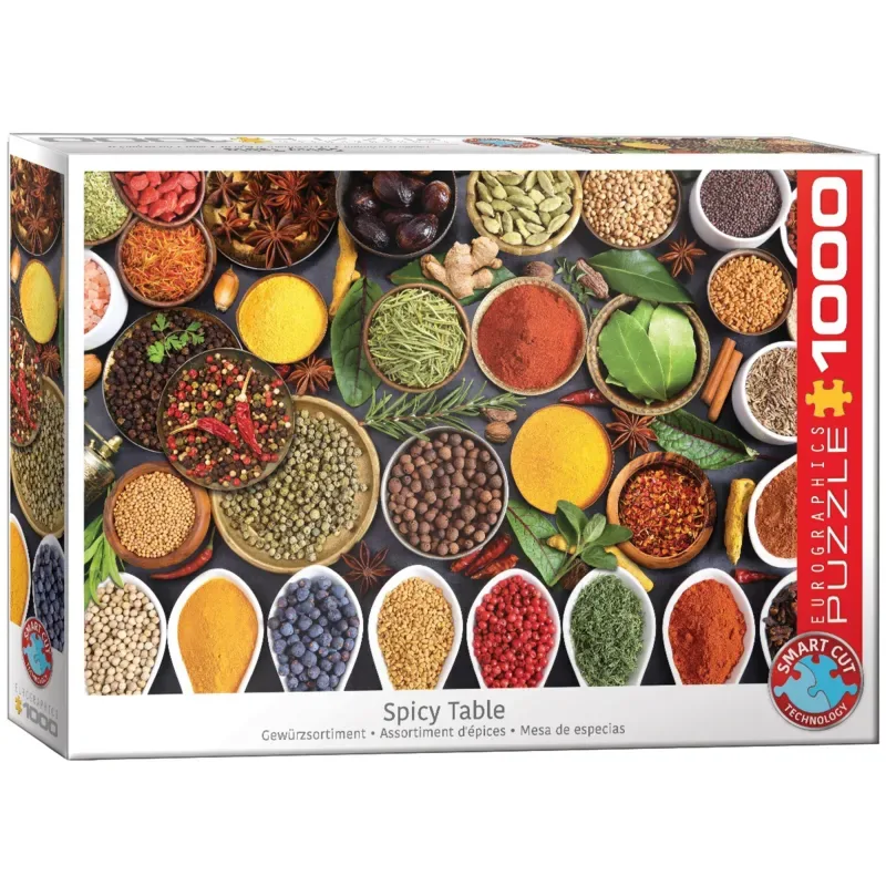 puzzel Spicy Table 1000 stukjes karton kleurrijk. de Eurographics, édition Multicolore – boîte 2 sur 2