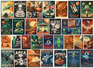 Puzzle Affches Retro d'Extraterrestres - 1000 pièces van Eurographics – doos 1 van 2